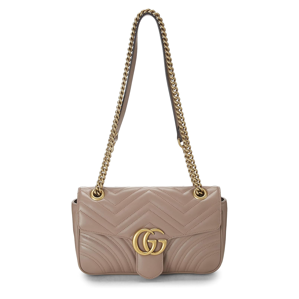 Pre-Loved Gucci Beige Leather GG Marmont Shoulder Bag