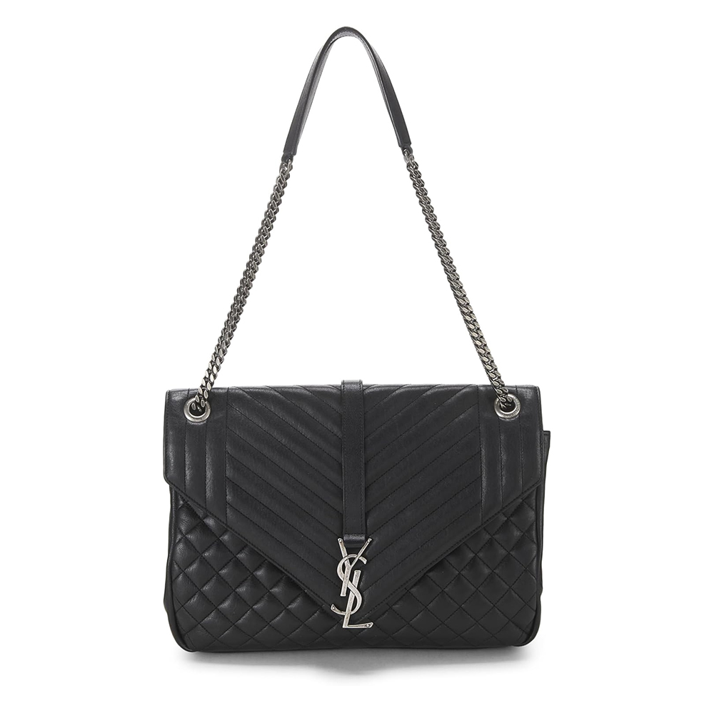 Pre-Loved Yves Saint Laurent Black Calfskin Leather Tri-Quilt College Bag