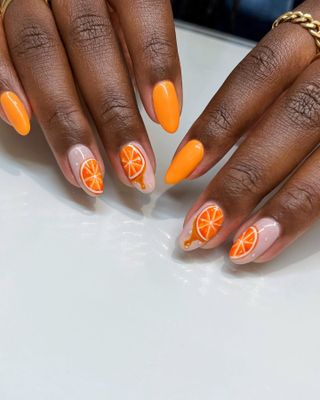 Orange nail art