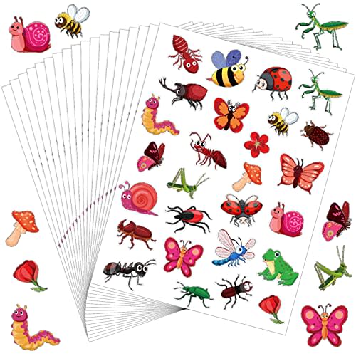 Geyee 520 Pieces Insect Stickers Bug Stickers for Kids Butterfly Scrapbook Stickers Bulk for Craft Boys Girls Water Bottle Laptop Book(cute Style)