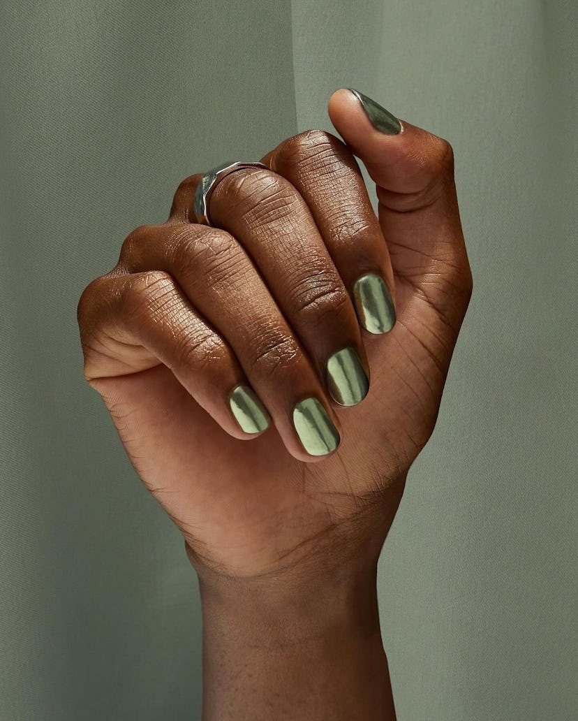 Chrome nail art designs are on-trend for fall 2024.