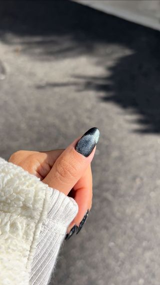 Cat eye nails with French tips