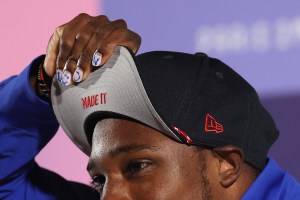 Noah Lyles during a press conference at the 2024 Paris Olympics on July 29, nail art, manicure