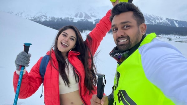 Vaibhavi Shandilya with Dhruva Sarja during the shoot of Martin