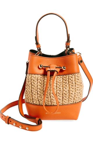 Osette Raffia & Leather Bucket Bag