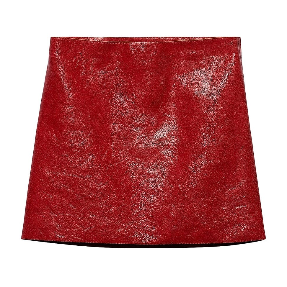 Craquele Leather Miniskirt