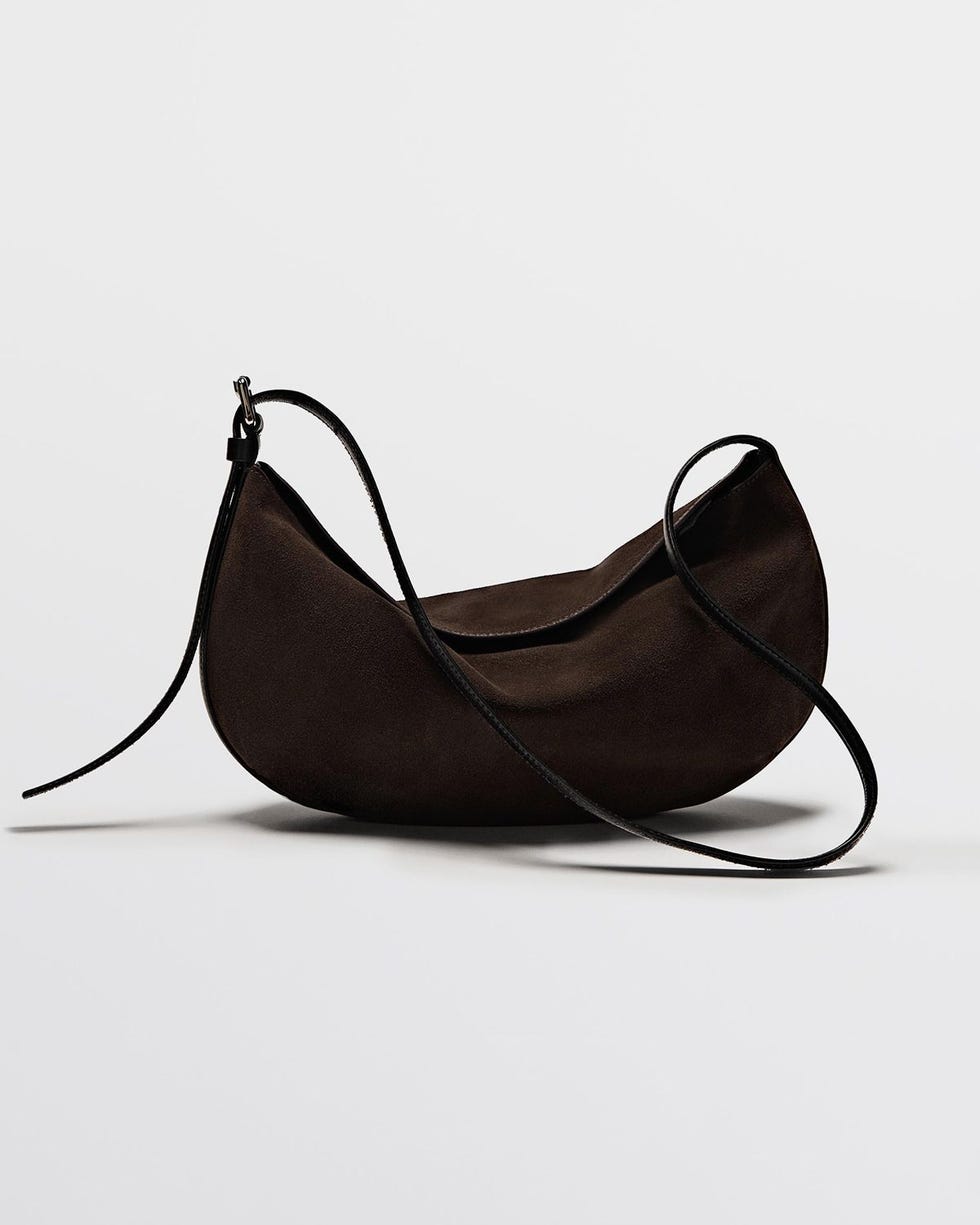 Split Leather Half-Moon Bag