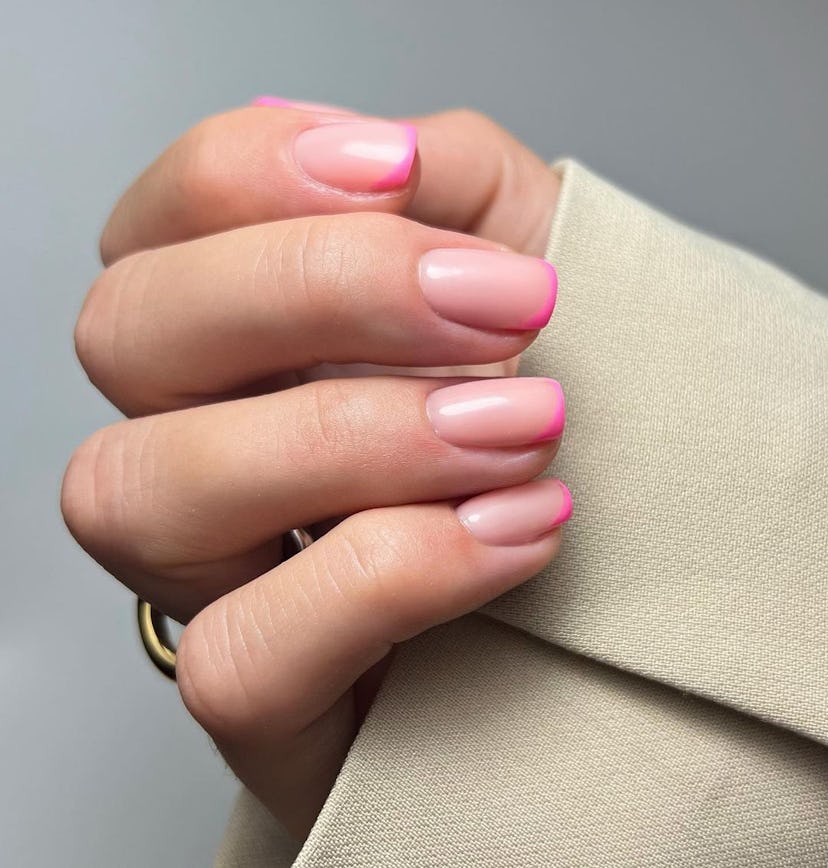 Pink micro French tip nails are perfect for Libra season 2024.