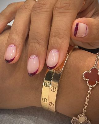 @harrietwestmoreland burgundy French tip manicure