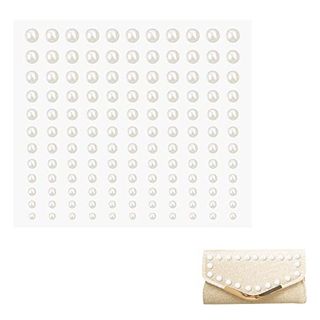 Pearl Stickers, 2pcs Flat Back Face Pearl Mixed Size Hair Pearls Stick on Pearl Self-Adhesive Back Nail Pearl Sticker Sheets for Face Makeup Nail Art Diy Cell Phone Scrapbooking Embellishments