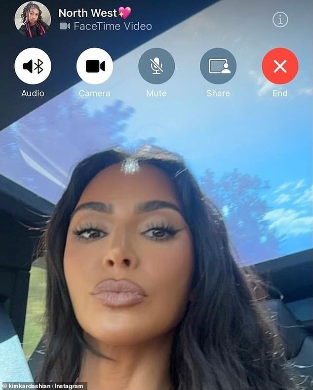 She also shared stunning car selfies while attempting to FaceTime her eldest, North West, 11, who she shares with ex-husband Kanye West