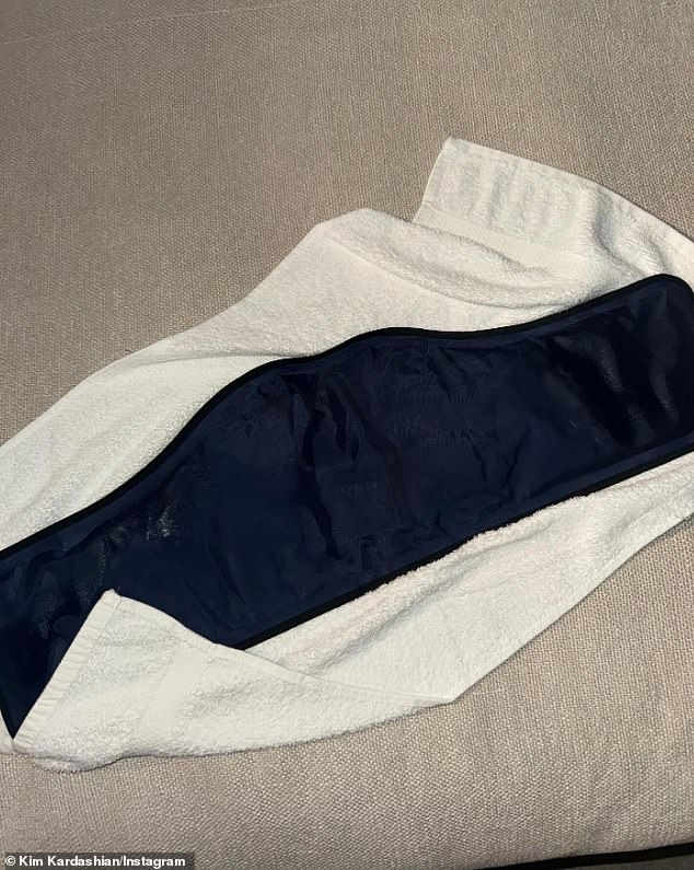 The SKIMS co-founder shared an image of the ice pack she used to treat her back pain