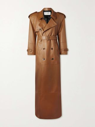 Belted Leather Trench Coat