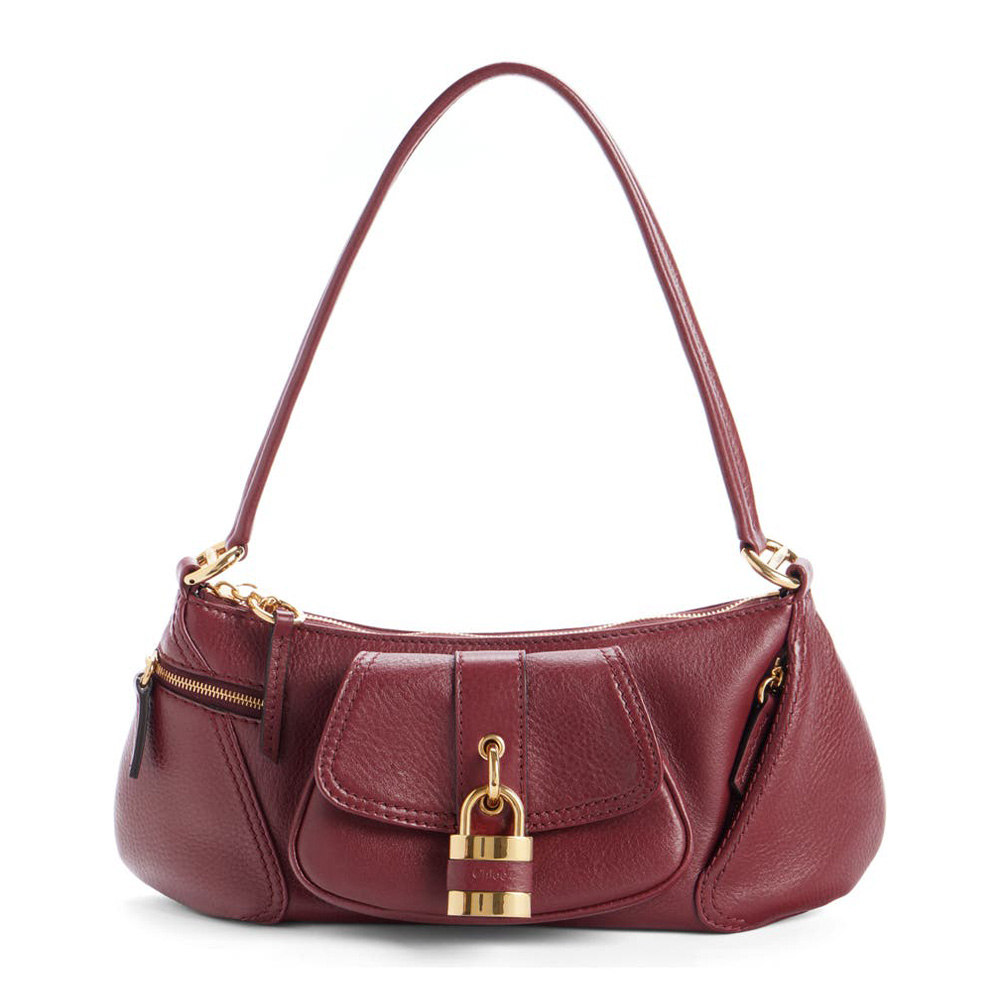 red shoulder bag with pockets 