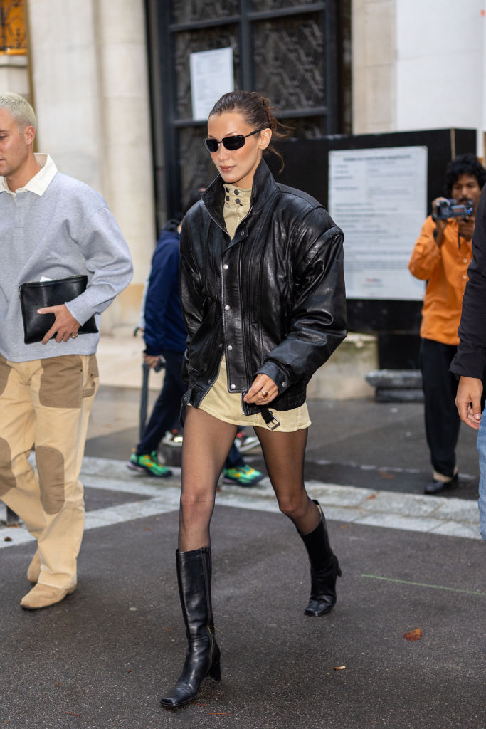 Bella Hadid, knee-high boots, Paris Fashion Week