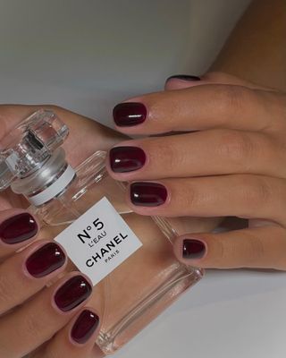 @harrietwestmoreland burgundy short nails