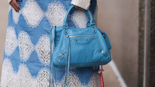 blue balenciaga city bag