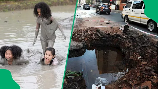 Eldorado Park Children Swimming in Pothole Spark Safety Concerns, JRA Aware of the Pothole