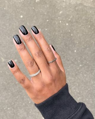 @paintedbyjools glossy black nails