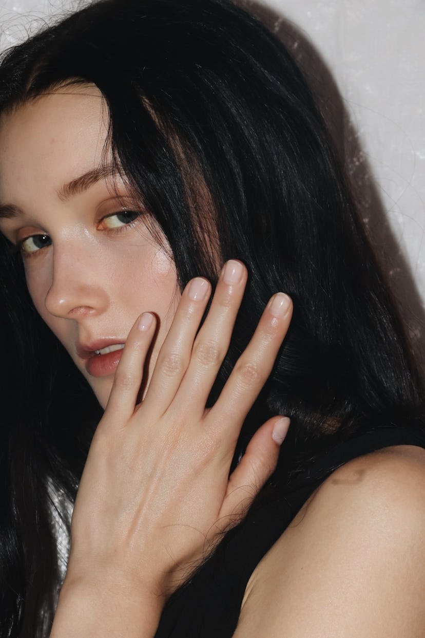 Sheer pink nails were spotted at New York Fashion Week Spring / Summer 2025.