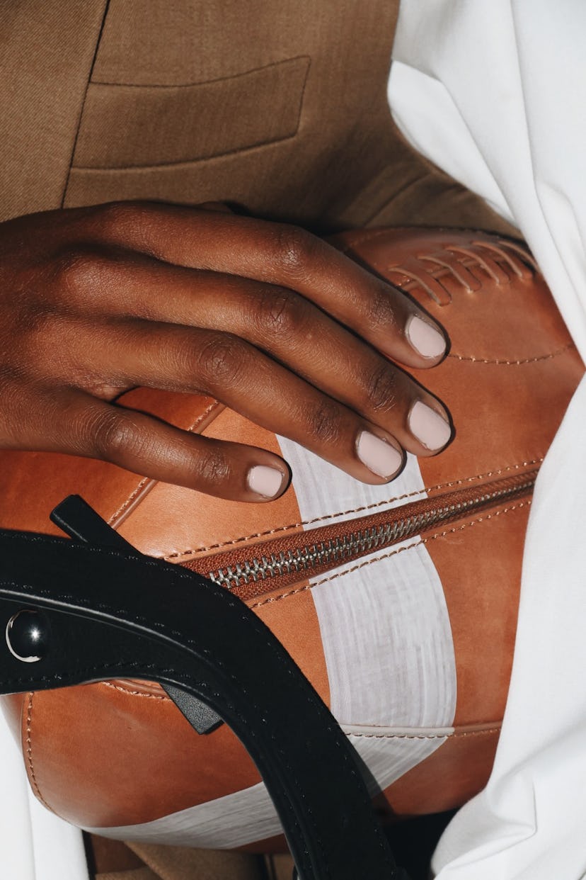 Cool-toned taupe nails were spotted at New York Fashion Week Spring / Summer 2025.