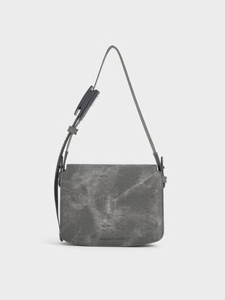 Denim Boxy Front Flap Shoulder Bag