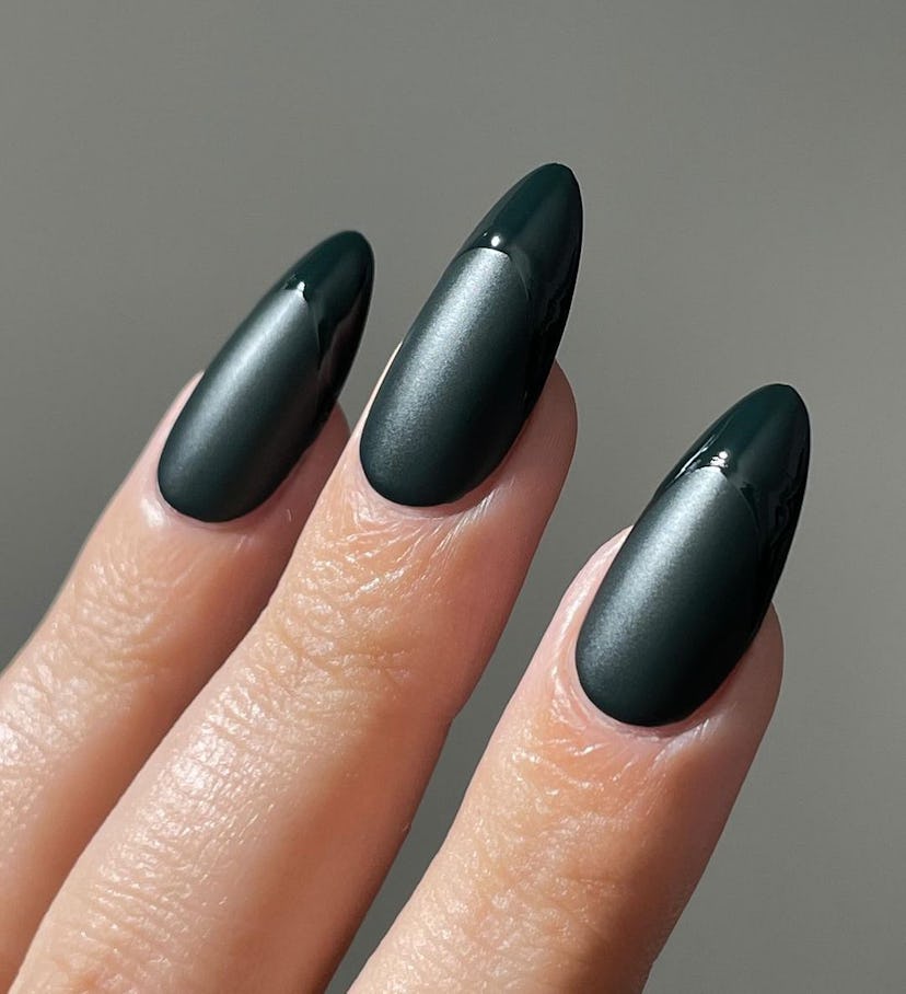 Monochromatic black French tip nails are perfect for Scorpio season 2024.