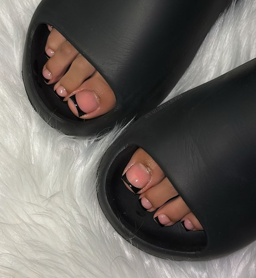 Black French tip pedicures are perfect for Scorpio season 2024.