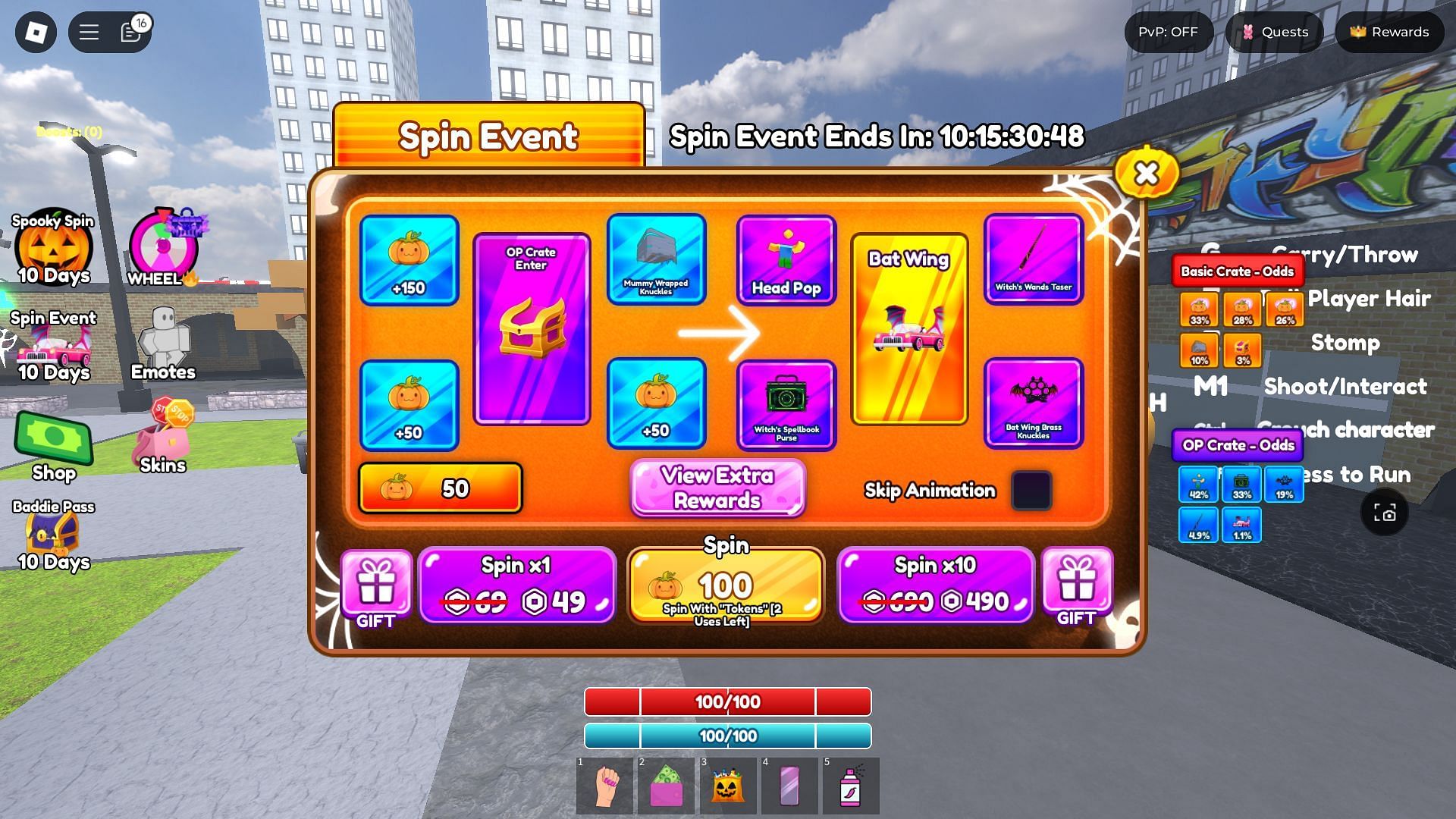 The Spin Event screen (Image via Roblox)