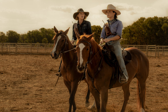 Anna Torv as Emily Lawson and Philippa Northeast as her daughter, Susie, in Territory.