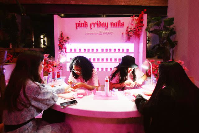 <p>Jamie Pearl</p> Pink Friday Nails x Shopify pop-up in N.Y.C.