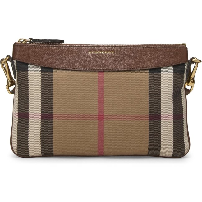 Burberry Pre-Loved Brown House Check Peyton Convertible Clutch in Brown