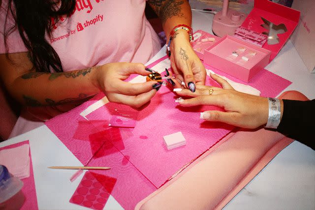 <p>Jamie Pearl</p> Pink Friday Nails x Shopify pop-up in N.Y.C.