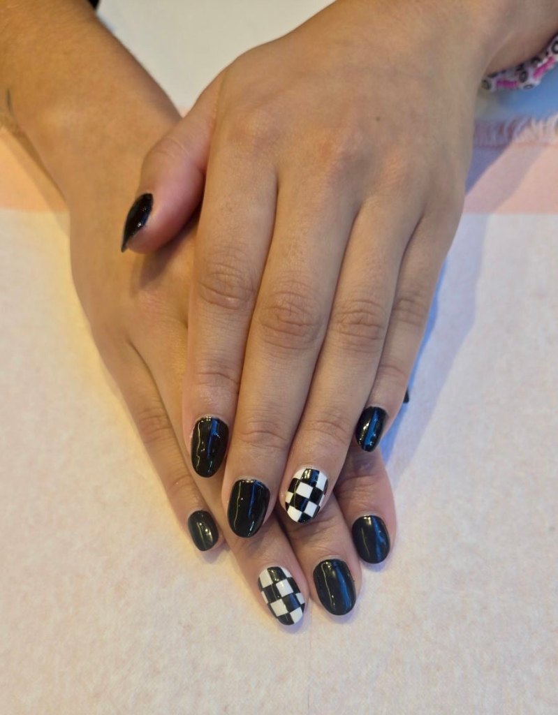 Black and white checkered nails