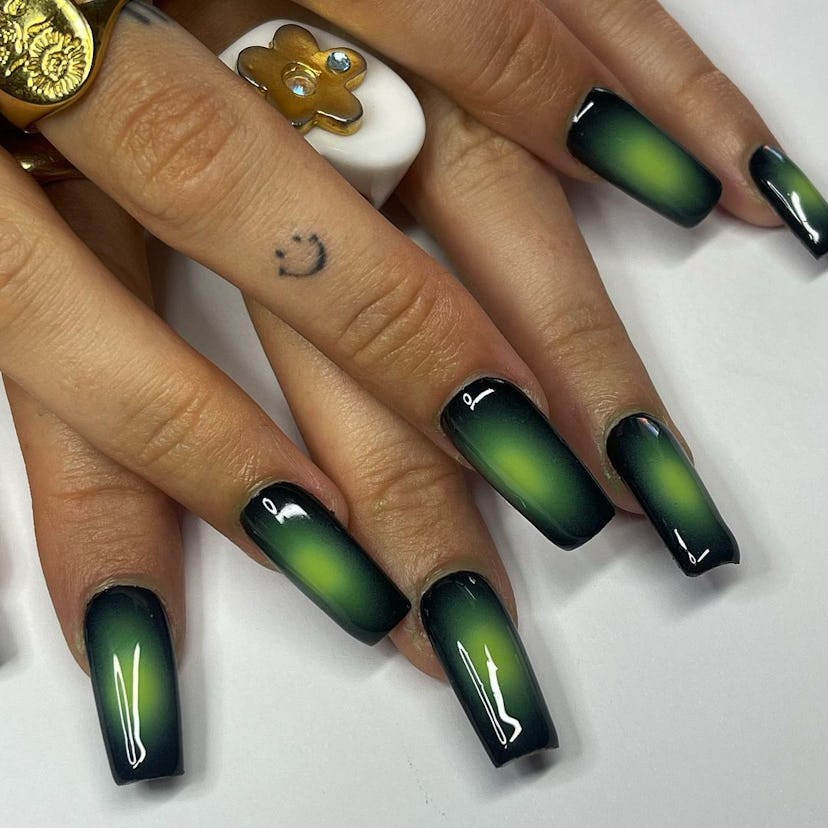 Try green aura nail art.