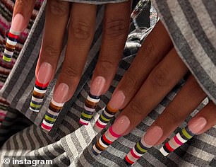 Another design on Megan Thee Stallion showed a set of funky, long stripes