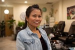 Suong Huynh, owner of Three Sisters Nails, poses in her salon in Bend, Ore., on Nov. 18, 2024.