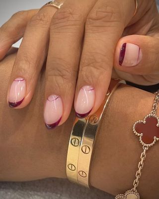 Burgundy french tip nails