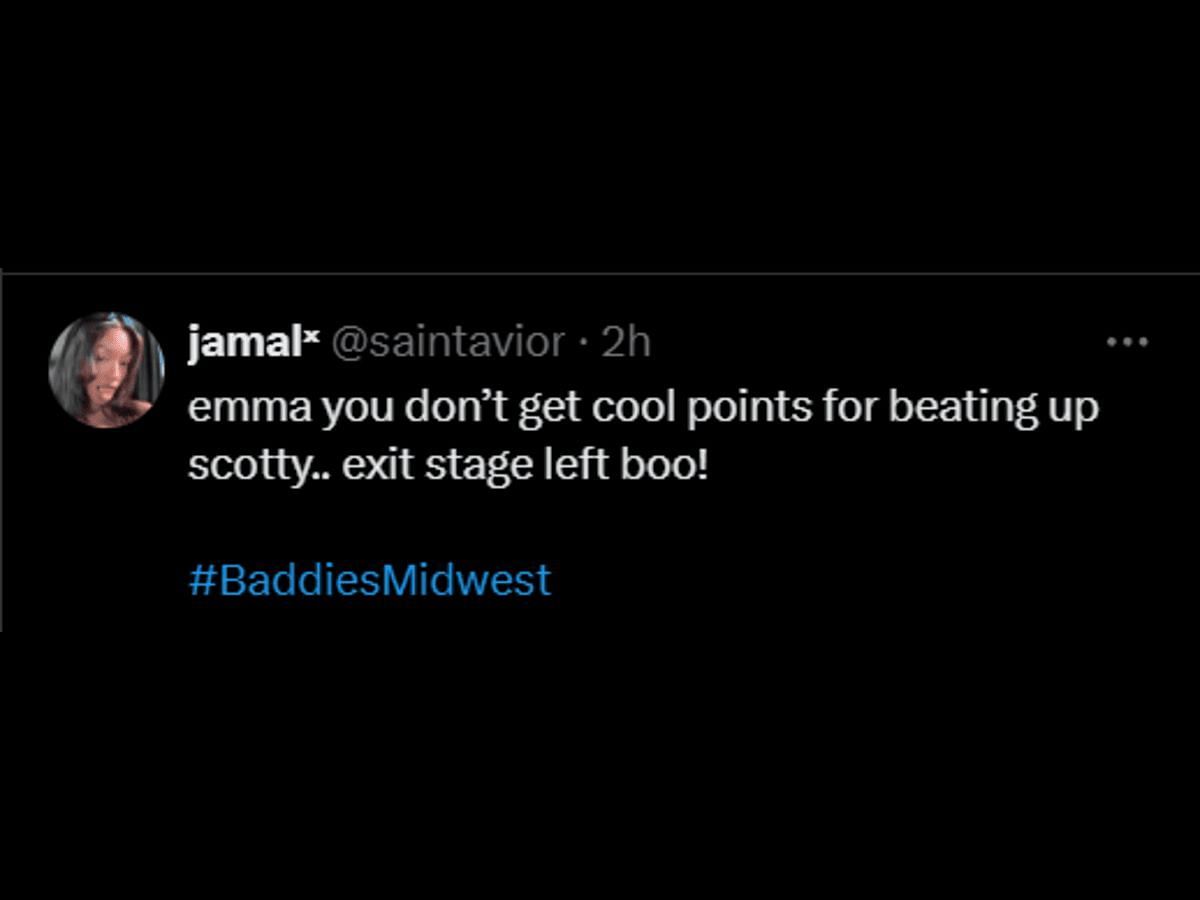 A fan reacts to Emma and Scotty's fight (Image via X/@saintavior)