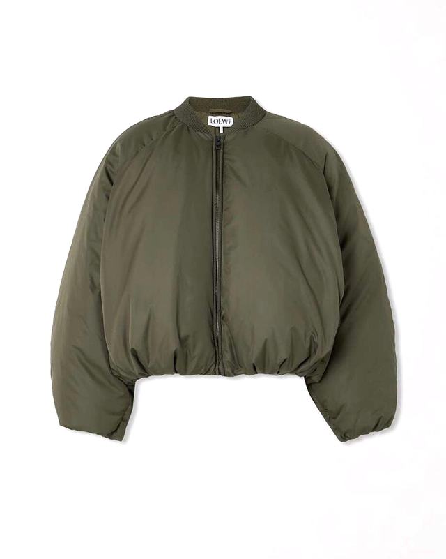 olive green cropped bomber jacket with a zipper