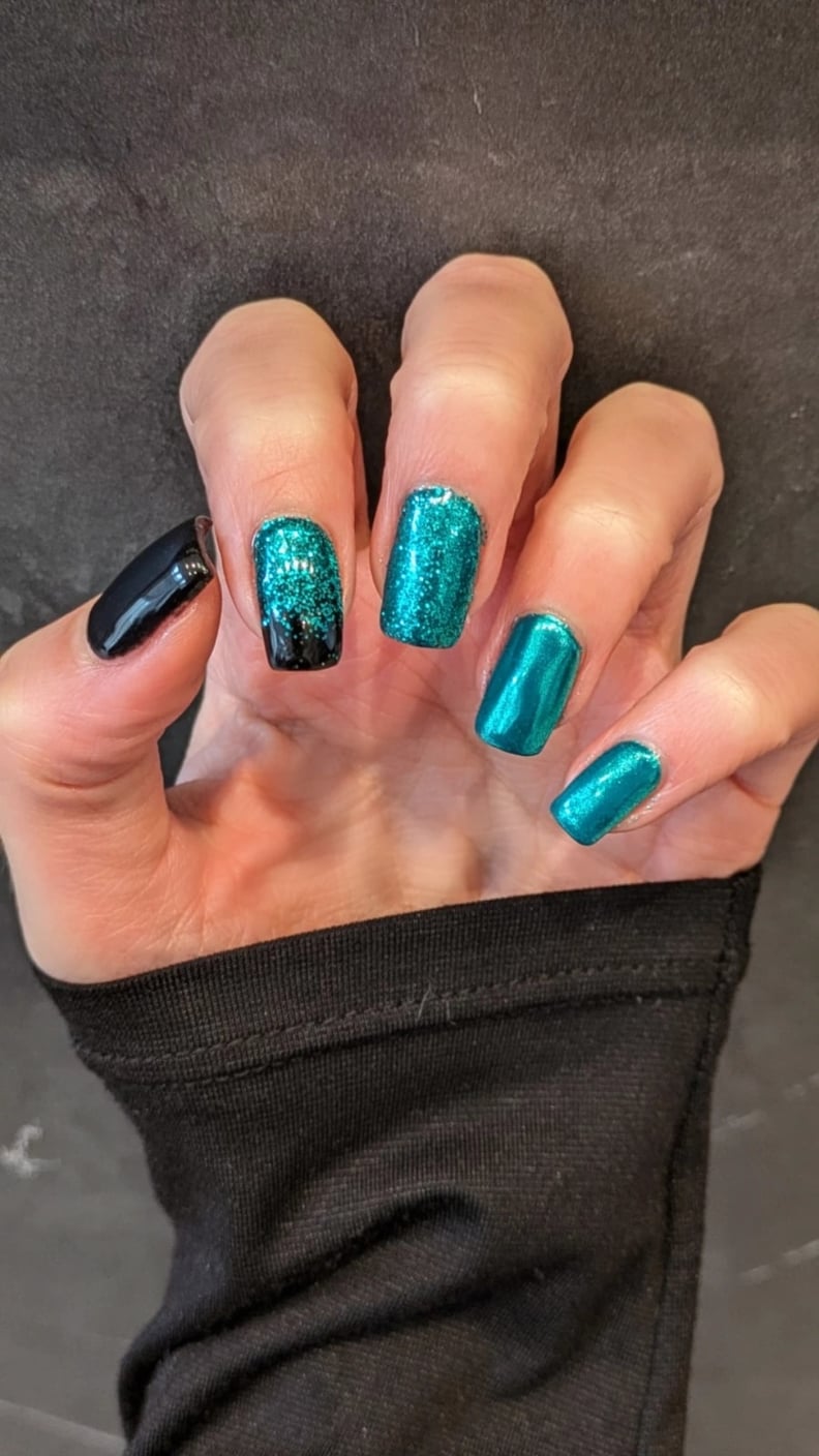 Elphaba's Glitter Air Brush Nails