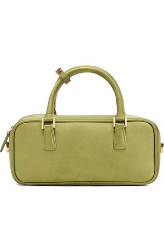 Mango Mini Satin Top Handle Bag in bright green