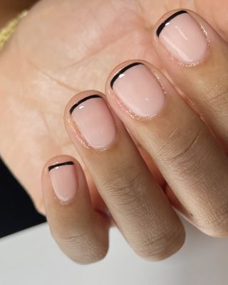 Black micro french tip nails