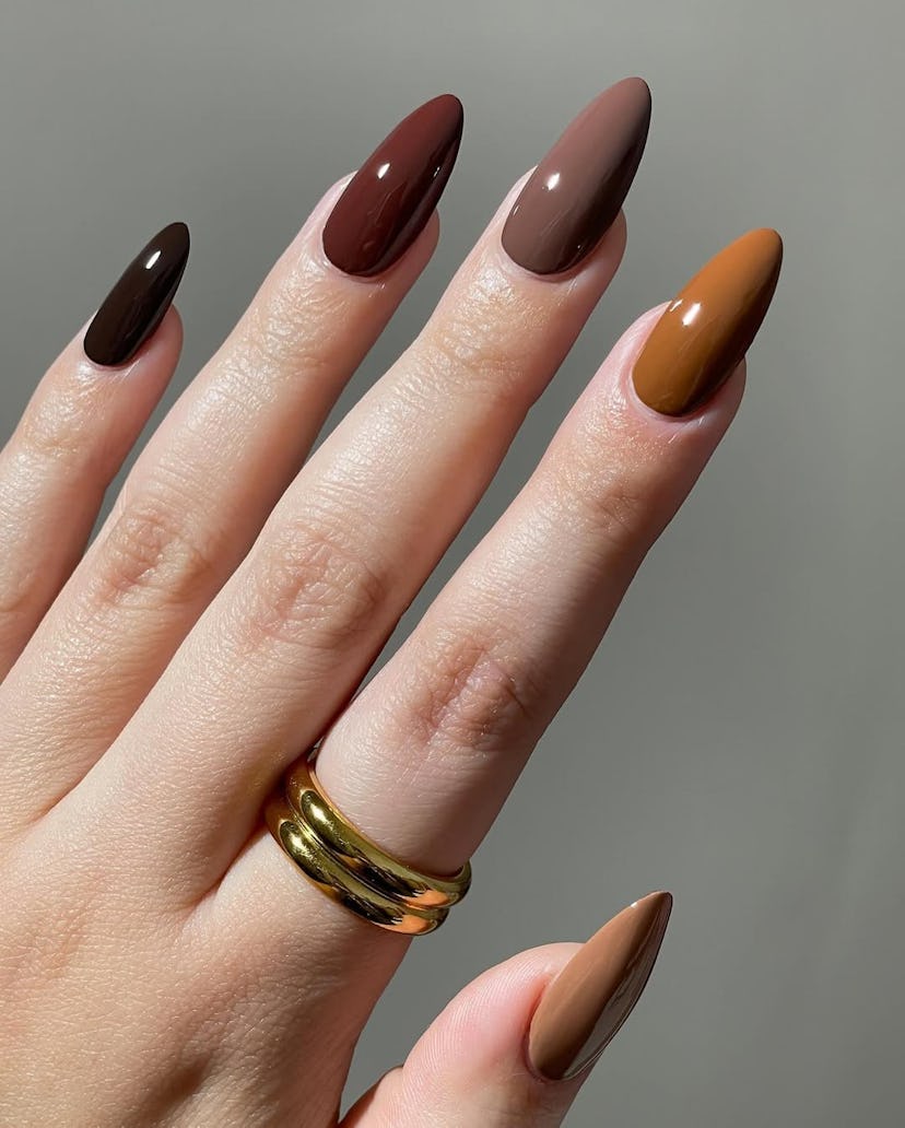 Try earth-toned Skittle nails for Capricorn season 2025.