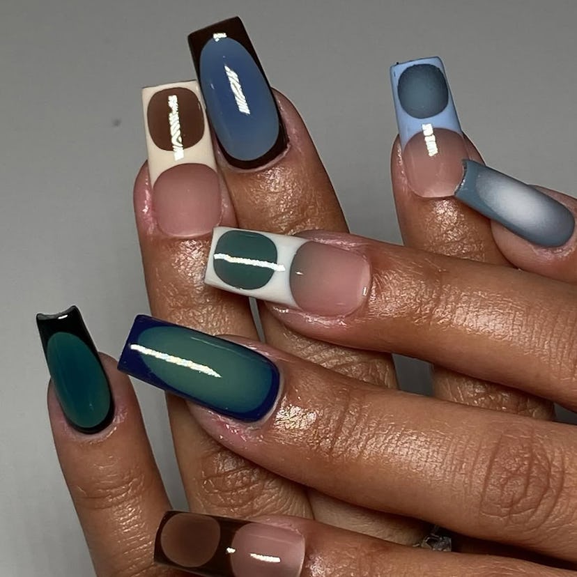 Try blue and brown avant-garde nail designs for Capricorn season 2025.