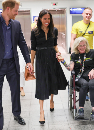 Prince Harry, Duke of Sussex, Meghan, Duchess of Sussex and Yuliia “Taira” Paievska are seen at the “Friends @ Home Event” at the Station Airport during day three of the Invictus Games Düsseldorf 2023 on September 12, 2023 in Duesseldorf, Germany