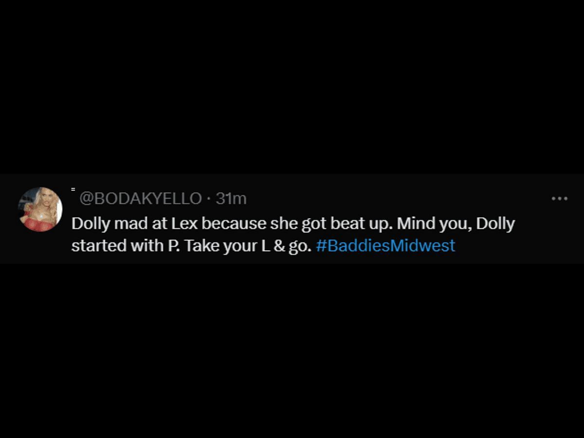 A Baddies Midwest fan reacts to Badd Dolly and Big Lex's argument (Image via X/@BODAKYELLO)