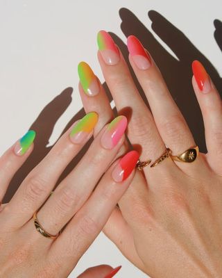 Rainbow fade manicure by Imarni Nails.