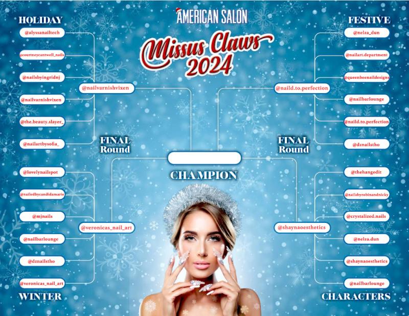 Finalist Brackets for Missus Claws 2024: Nailing the Holidays nail art competition