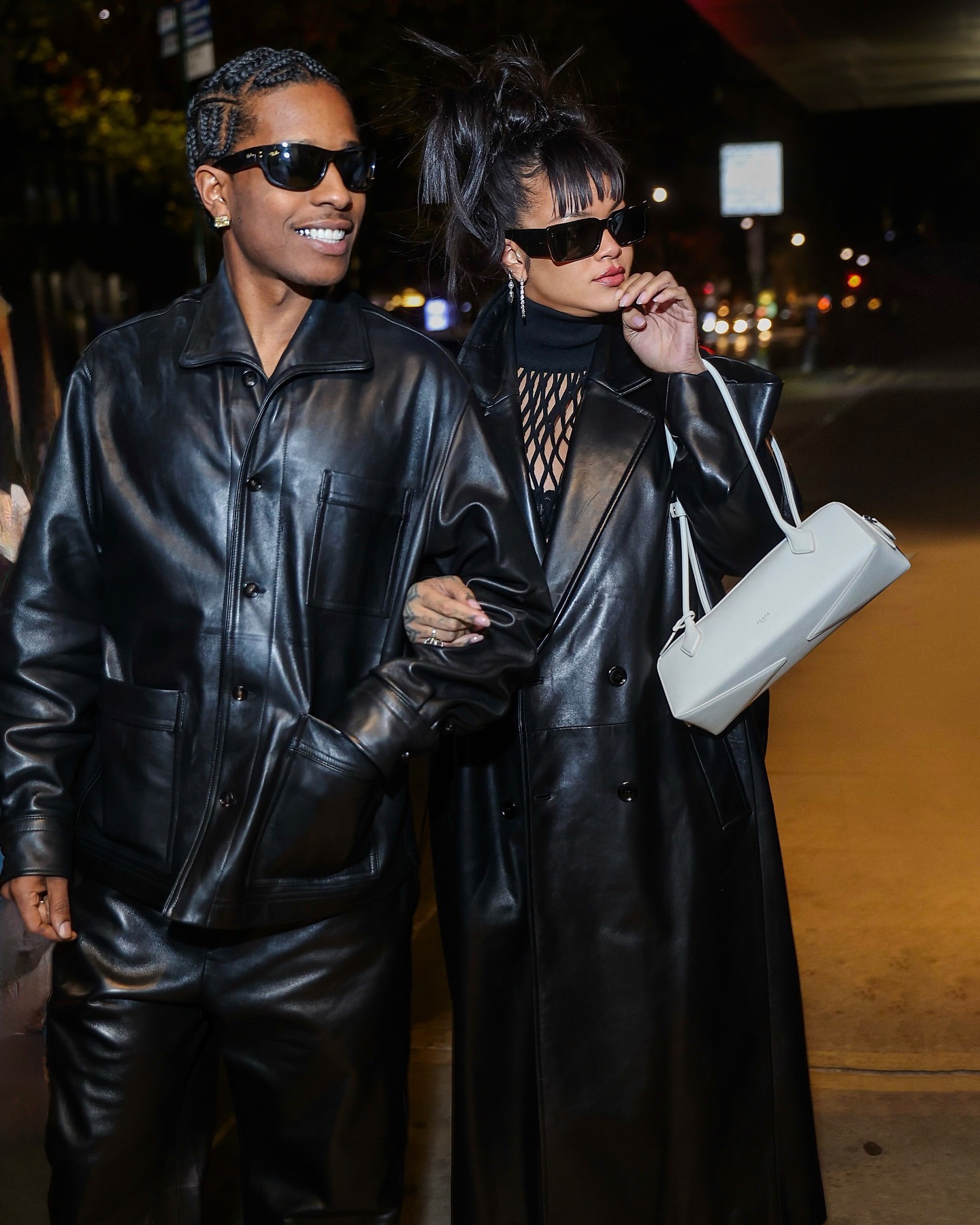 Rihanna And ASAP Rocky Attend The Footwear News Awards In A Custom White Alaia Gown A Black Leather Phoebe Philo Coat IMG 5616